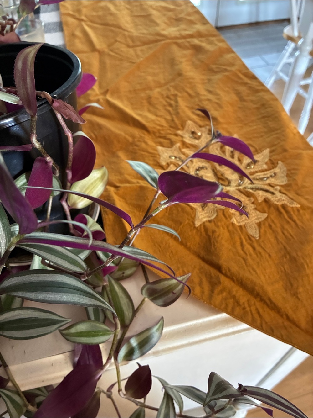 Embroidered Gold Table Runner - Picture 6 of 6